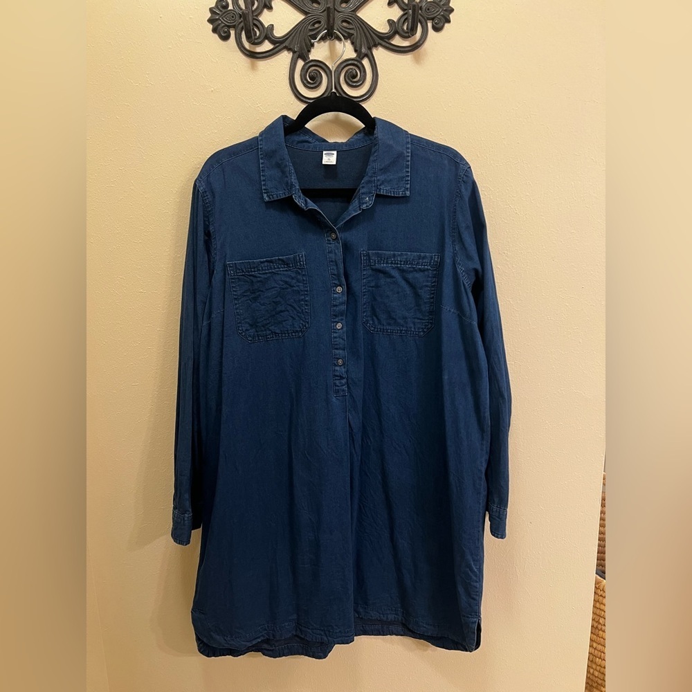 Old Navy Dark Blue Denim Shirt Dress